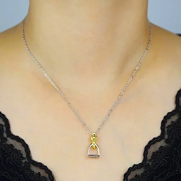Sterling Silver Stirrup Pendant Necklace, Horse bit, Snaffle, D R… - Picture 3 of 13